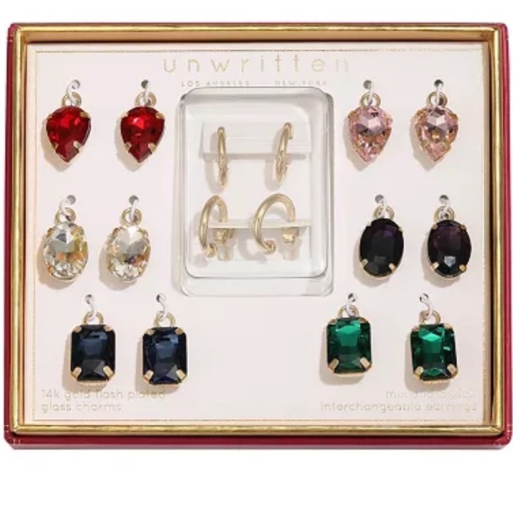 Unwritten Elegant Glass Charm Earring Set • NWT!